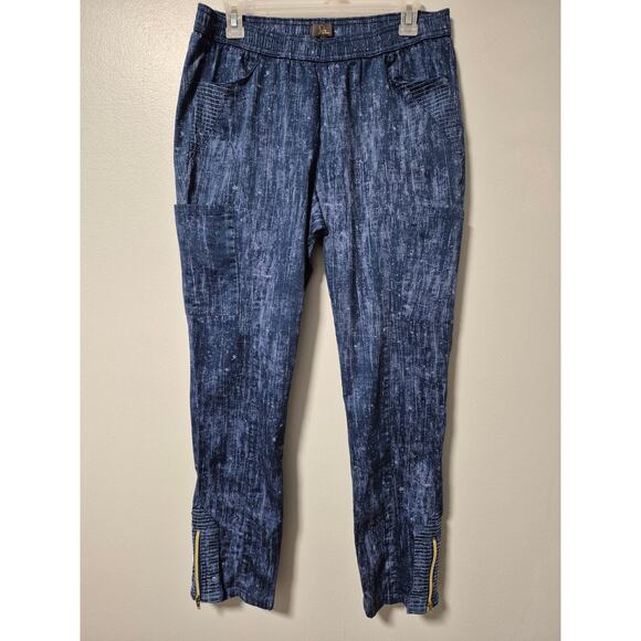 Jaanuu Pants - Jaanuu Navy Blue Textured Drawstring Scrub Joggers
